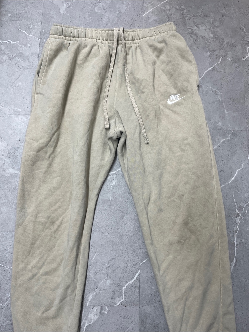 Nike Men's Tan Fleece Joggers with White Logo